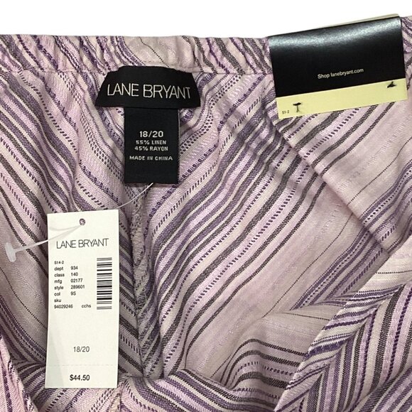 NWT Lane Bryant Purple & White Stripe Linen Midi Skirt - Women's Size 18 / 20 - Picture 6 of 6